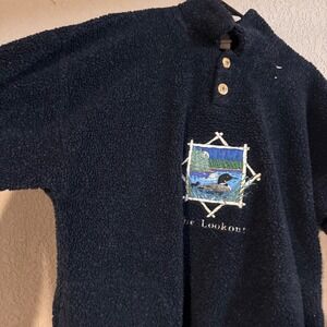 Art Unlimited Sportswear Fleece Pullover Mens Large Navy Loon Embroidered